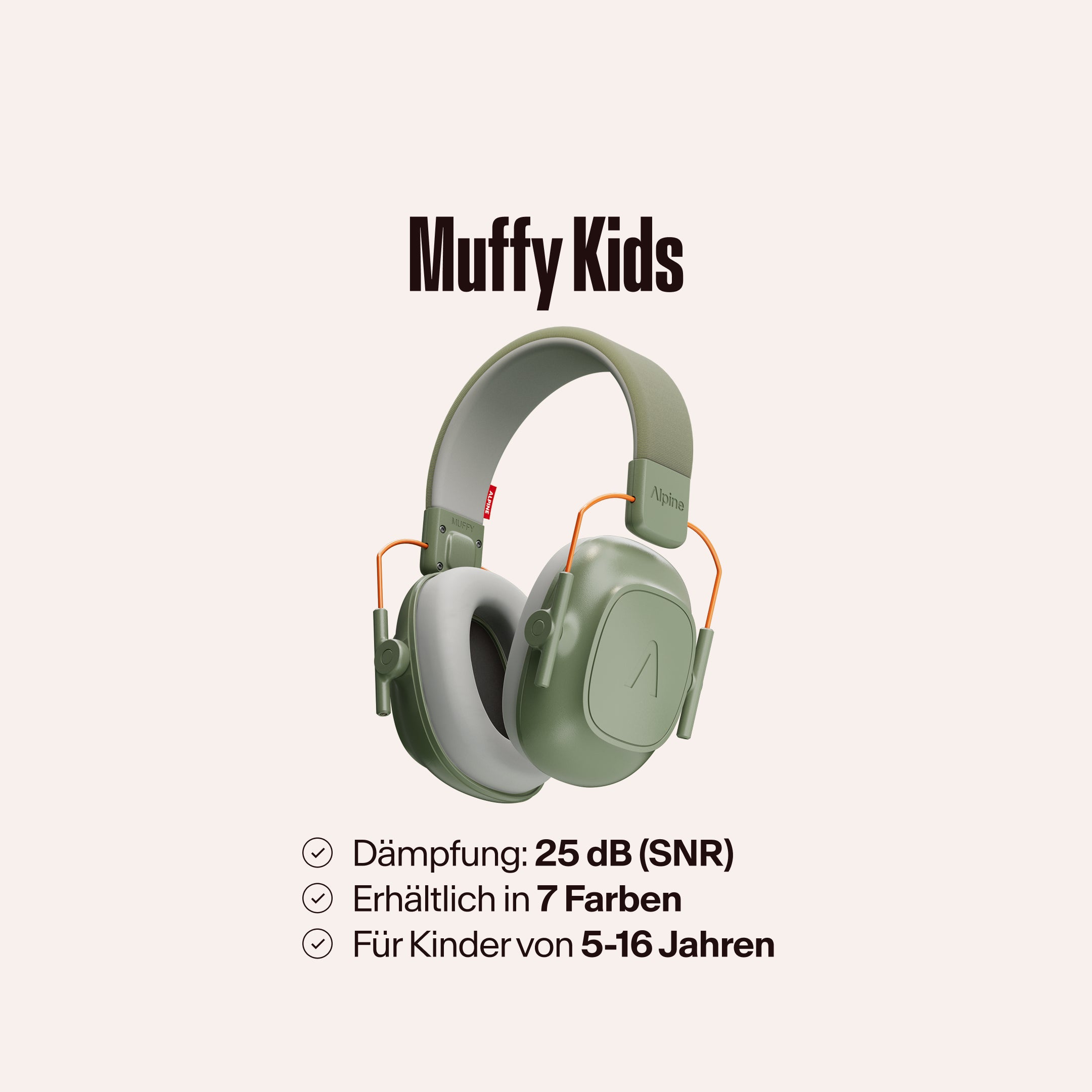 Alpine Muffy Kids Kapselgehörschutz mit dem Text &