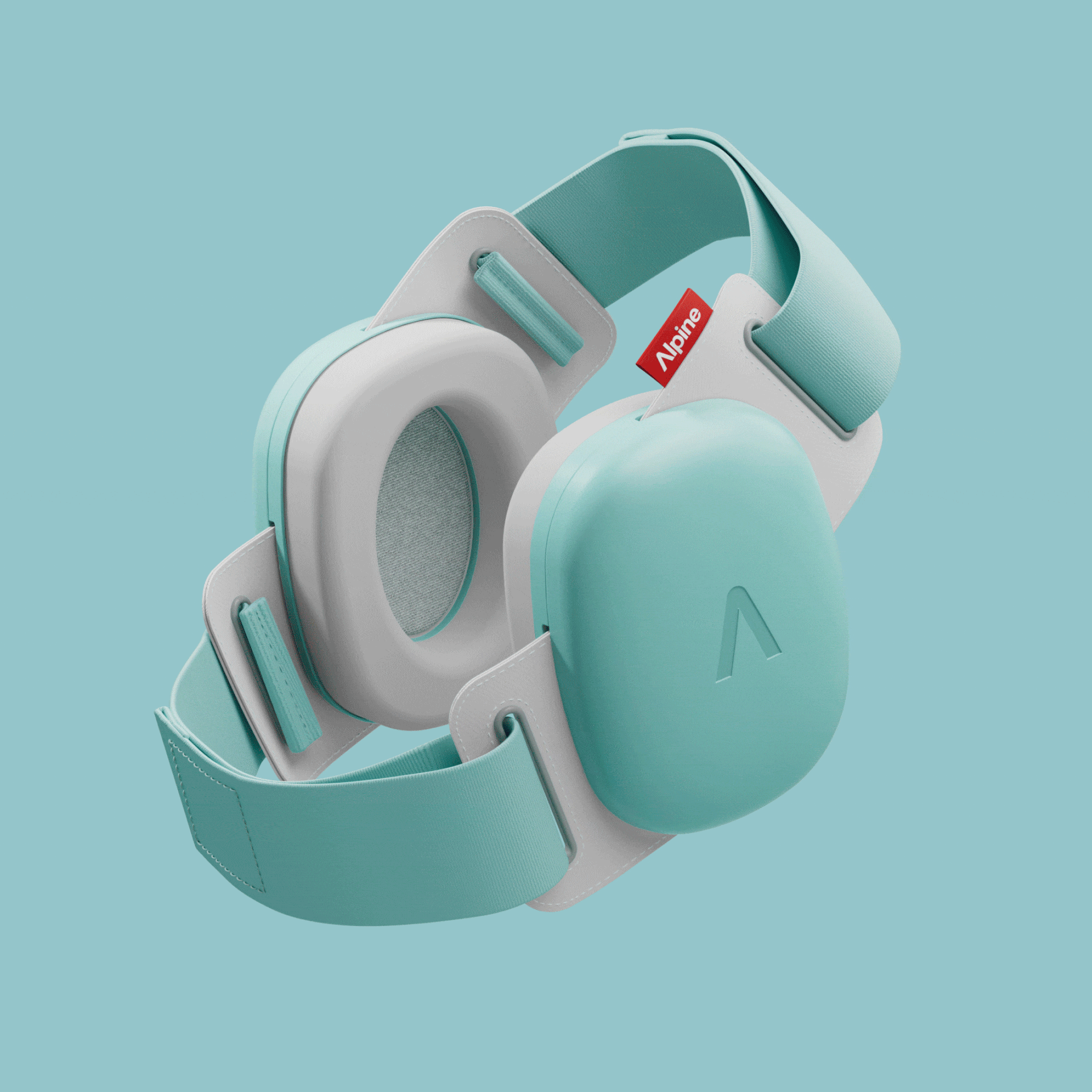 Alpine Muffy Baby in fresh-aqua, displaying different headband color options