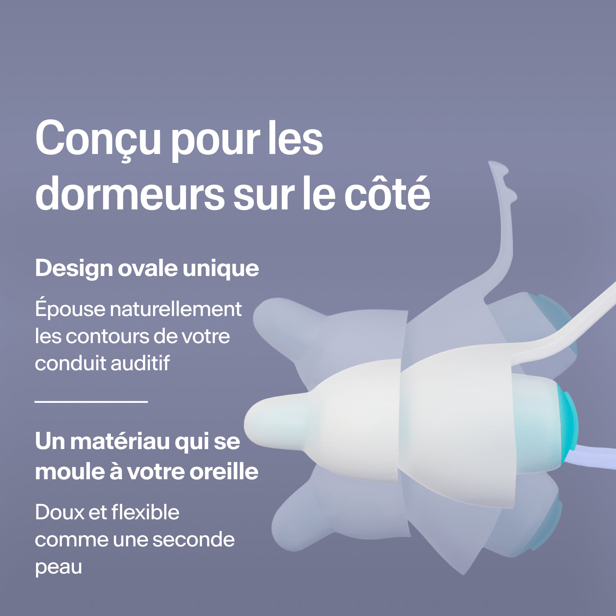 Bouchons ovales Alpine SleepDeep taille S pour dormeurs sur le côté, en matière souple et flexible qui épouse l&