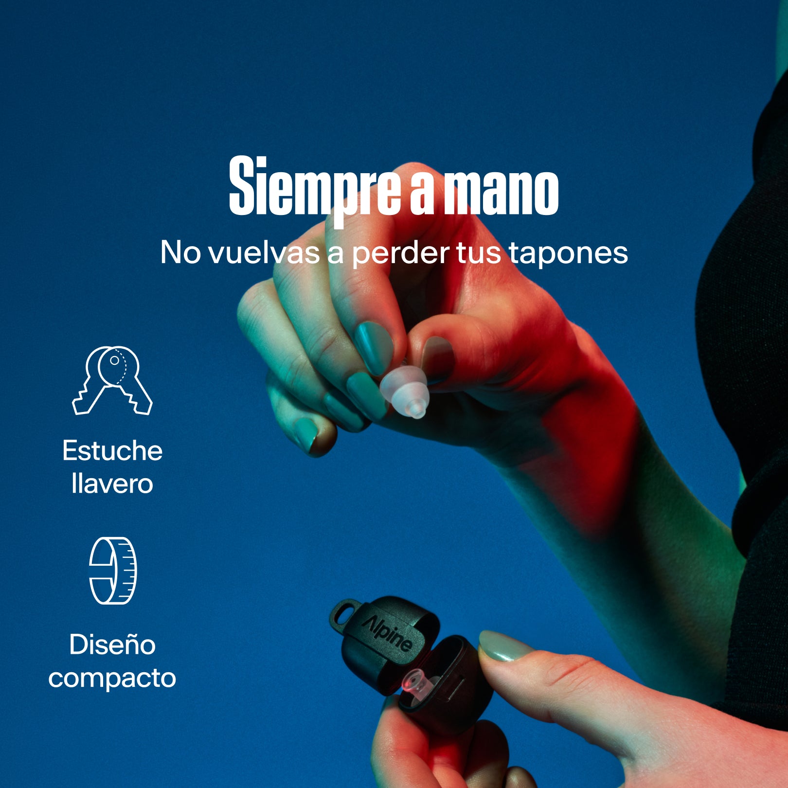Alpine PartyPlug transparente: estuche llavero, diseño compacto, no vuelvas a perder tus tapones 