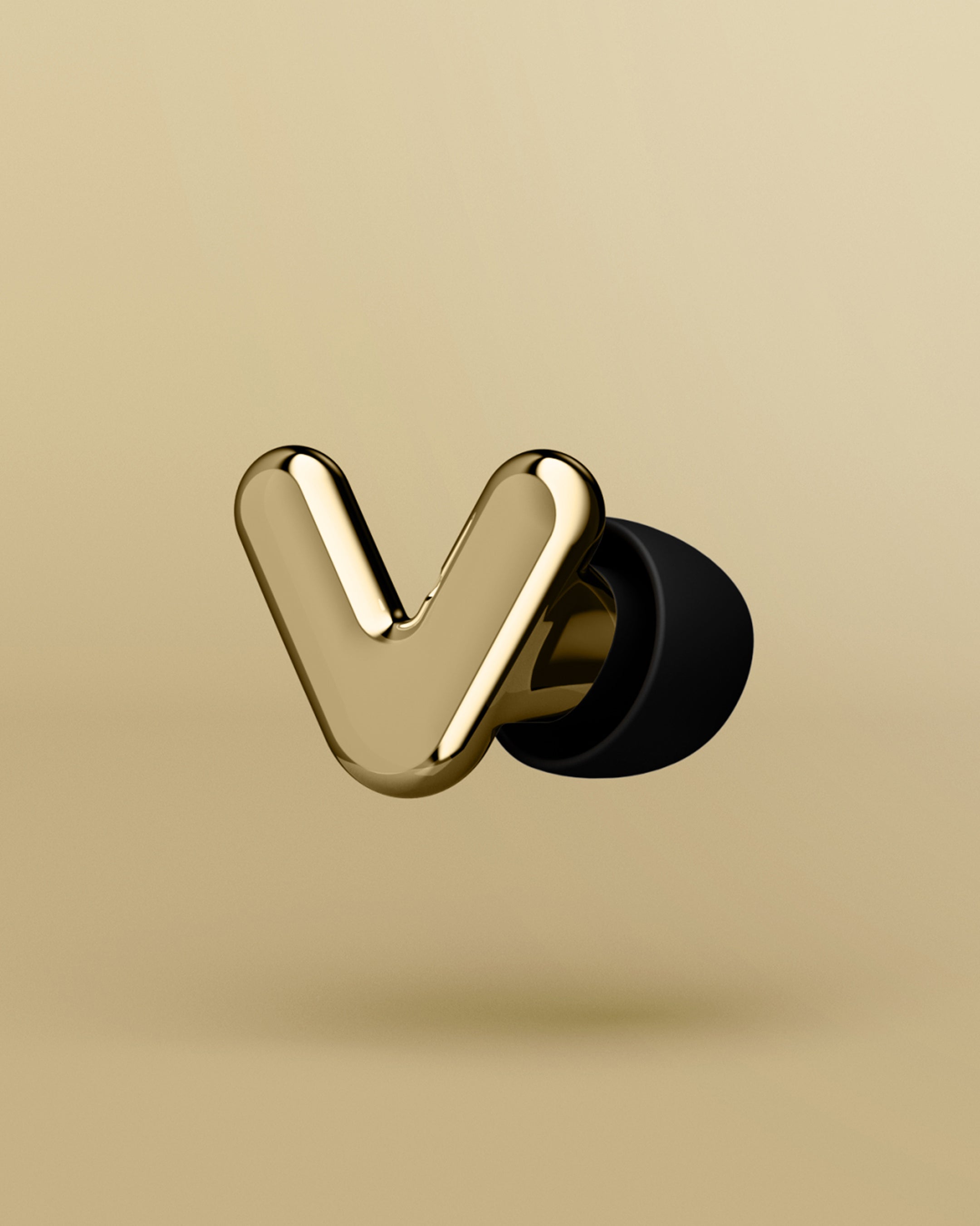 Render of one Alpine Tune earbud in gold  #color_gold #pdp_hide